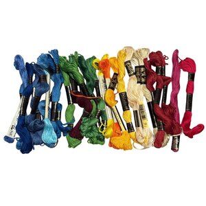 Embroidery Floss Lot of 27 Cotton Blue Green Yellow Red Galaxy DMC WRC Rose